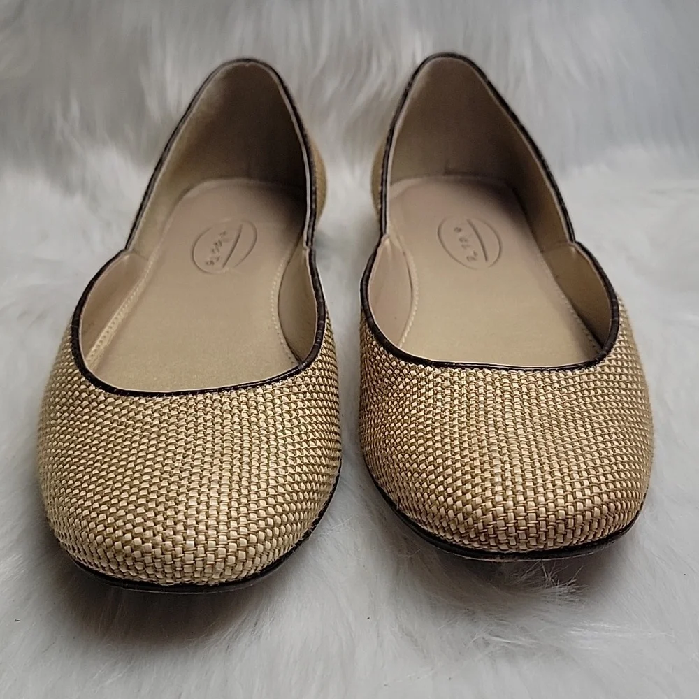 TALBOTS Gold Cream Metallic Tweed‎ Woven Square Toe Preppy Office Ballet Flats 6